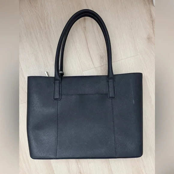 Calvin Klein Saffiano Black Leather Tote Bag - Picture 6 of 7